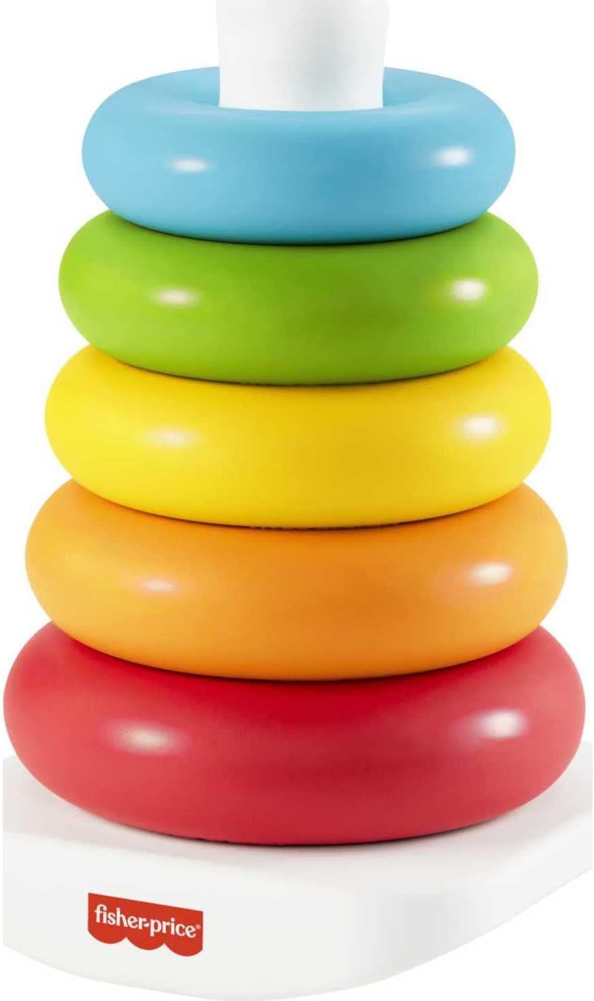 Fisher-Price Kleurenringpiramide, klassiek ringstapelspeelgoed gemaakt van plantaardige materialen, voor baby's van 6 maanden en ouder, GRF09